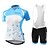 abordables Conjuntos de ropa para hombre-Malciklo Mujer Manga Corta Maillot de Ciclismo con Shorts Bib - Azul Claro / Azul y Negro Bicicleta Camiseta / Maillot / Pecheros / Mallas Largas Con Tirantes / Corsario Tirantes / Pantalones Cortos