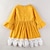 זול שמלות מקרית-פעוטות קטן בנות שמלה טלאים אחיד יומי ליציאה פרח מסוגנן צבע טהור צהוב פשוט יום יומי שמלות אביב קיץ