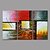 cheap Abstract Paintings-Oil Painting Hand Painted - Abstract Comtemporary Modern Stretched Canvas / Three Panels