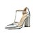 preiswerte Absatzschuhe für Damen-Damen High Heels Blockabsatz Spitze Zehe Neuheit D&#039;Orsay und Zweiteiler Hochzeit Party &amp; Festivität Schnalle Paillette Solide Lackleder Kunstleder Sommer Mandelfarben / Weiß / Schwarz / 3-4 / EU40