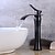 Χαμηλού Κόστους Βρύσες Νιπτήρα Μπάνιου-Μπάνιο βρύση νεροχύτη - Καταρράκτης Λαδωμένο Μπρούντζινο / Βαμμένα τελειώματα / Μαύρο Αναμεικτικές με ενιαίες βαλβίδες Ενιαία Χειριστείτε μια τρύπαBath Taps