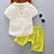 זול סטים-פעוטות בנים סט של בגדים שרוולים קצרים צהוב אפור דפוס פרחוני יומי פשוט רגיל