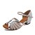 ieftine Pantofi Dans Latin-Pentru femei Încălțăminte latină Sandale Strălucire Toc Îndesat Negru și Argintiu Argintiu Auriu Închidere cu clemă Pantofi Spumante / Sclipici Spumant / Piele / Profesional