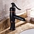billige Klassisk-olie-gnidet bronze håndvask vandhane, sort vandfald centersæt enkeltgreb et huls badehaner med varmt og koldt vand kontakt