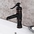 cheap Classical-Oil-rubbed Bronze Bathroom Sink Faucet,Black Waterfall Centerset Single Handle One Hole Bath Taps with Hot and Cold Water Switch