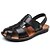 abordables Sandales Homme-Homme Sandales Chaussures de confort Semelles légères Sandales à bride arrière Décontractée Extérieur Plage Microfibre Noir Marron Printemps Eté / Rivet