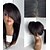 cheap Human Hair Wigs-Unprocessed Human Hair Lace Front Wig Layered Haircut Side Part With Bangs Kardashian style Brazilian Hair Straight Black Wig 130% Density with Baby Hair For Black Women Women&#039;s Short Medium Length