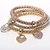 abordables Brazaletes-3pcs Mujer Pulseras charm Brazalete de Cuentas Corazón Dulce Legierung Pulsera pulsera Arco Iris Para Fiesta Regalo