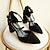 זול נעלי עקב לנשים-בגדי ריקוד נשים סנדלים עקב נמוך בוהן מחודדת PU נוחות הליכה קיץ שחור / אפור / 3-4
