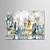 billige Abstrakte malerier-stor størrelse oljemaleri 100 % håndlaget håndmalt veggkunst på lerret gullblått abstrakt urbant landskap skyline hjemmedekorasjon rullet lerret uten ramme ustrukket