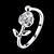 זול Fashion Ring-קאף טבעת זירקונה מעוקבת כסף S925 כסף סטרלינג פרח נשים אופנתי מתכווננת / בגדי ריקוד נשים