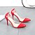 olcso Női magas sarkú cipők-Női Magassarkúak Egyszínű Nyár Tűsarok Erősített lábujj Kényelmes PU Fekete Rózsaszín Piros