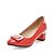 preiswerte Absatzschuhe für Damen-Damen High Heels Frühling / Sommer Blockabsatz Runde Zehe Pumps Party &amp; Festivität Solide Lackleder Schwarz / Rot / Grün