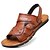 baratos Sandálias para Homem-Homens Sandálias Sapatos Confortáveis Sandálias Slingback Casual Ao ar livre Praia Caminhada Microfibra Respirável Preto Marron Slogan Primavera Verão