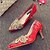 رخيصةأون أحذية نسائية-نسائي حرير الربيع مريح كعوب كعب ستيلتو أحمر / زفاف