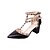 זול נעלי עקב לנשים-בגדי ריקוד נשים עקבים עקב עבה בוהן מחודדת ניטים סינטתי / PU נוחות הליכה קיץ שחור / לבן / אדום / EU39