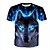billige T-skjorter og singleter til herrer-Men&#039;s Daily Sports Street chic / Punk &amp; Gothic Plus Size Blouse - Animal Wolf Round Neck Blue / Short Sleeve / Summer