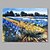 olcso Tájképek-Hang festett olajfestmény Kézzel festett - Absztrakt Landscape Kortárs Modern Tartalmazza belső keret / Nyújtott vászon