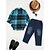 cheap Sets-Toddler Boys&#039; Check Plaid Long Sleeve Clothing Set Blue