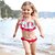 お買い得  水着-子供 幼児 新生児 女の子 活発的 ベーシック 祝日 ビーチ プリント ペプラム フリル フロントクロス ノースリーブ 水着 ライトブルー