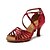 abordables Zapatos de baile latino-Mujer Zapatos de baile Zapatos de Baile Latino Zapatilla Flor de Satén Tacón Cubano Personalizables Rojo claro / Dorado / Plata / Entrenamiento