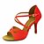 رخيصةأون أحذية لاتيني-نسائي أحذية رقص أحذية سالسا أداء متخصص صندل كعب مشبك عقدة شريطة لون صلب كعب مخصص مشبك أسود أصفر أحمر / جلد