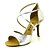 זול נעליים לטיניות-Women&#039;s Latin Shoes Salsa Shoes Performance Professional Sandal Heel Buckle Ribbon Tie Solid Color Customized Heel Buckle Golden Black Silver / Leather