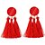 cheap Earrings-Drop Earrings fan earrings Hanging Earrings Tassel Fringe Ladies Tassel Elegant Fashion Earrings Jewelry White / Black / Red For Evening Party Date