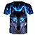 billige T-skjorter og singleter til herrer-Men&#039;s Daily Sports Street chic / Punk &amp; Gothic Plus Size Blouse - Animal Wolf Round Neck Blue / Short Sleeve / Summer