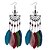 baratos Brincos-Women&#039;s Long Drop Earrings Feather Earrings Feather Ladies Vintage Ethnic Fashion Native American Jewelry Rainbow / Red / Blue For Party Going out 1 Pair