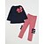 cheap Sets-Toddler Girls&#039; Clothing Set Long Sleeve Pink Dark Blue Striped Bow Casual Short / Fall / Spring