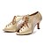 cheap Latin Shoes-Women&#039;s Dance Shoes Latin Shoes Sneaker MiniSpot / Paillette Thick Heel Customizable Black / Gold / Practice