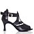 cheap Latin Shoes-Women&#039;s Latin Shoes Heel Splicing Flared Heel Black T-Strap / Performance