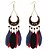 baratos Brincos-Women&#039;s Drop Earrings Long Feather Ladies Vintage Ethnic Fashion Native American Rhinestone Feather Earrings Jewelry Rainbow / Red / Blue For Party / Evening Going out 1 Pair