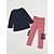 cheap Sets-Toddler Girls&#039; Clothing Set Long Sleeve Pink Dark Blue Striped Bow Casual Short / Fall / Spring