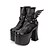 baratos Sapatos Lolita-Mulheres Sapatos Botas Punk Góticas Salto Robusto Sapatos Sólido 12.5 cm Preto PU Trajes de Halloween