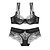 cheap Bra &amp; Panty sets-Women&#039;s Lace Push-up Lace Bras Underwire Bra 3/4 Cup Bra &amp; Panty Set Floral Jacquard Embroidered Sexy Daily Going out Work Black Purple Wine