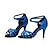 cheap Latin Shoes-Women&#039;s Latin Shoes Heel Crystals Slim High Heel Blue Cross Strap Satin / Performance