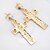 abordables Boucle d&#039;Oreille-Women&#039;s Drop Earrings Hanging Cross Earrings Long Cross Ladies Stylish Classic Rhinestone Earrings Jewelry Gold For Daily 1 Pair