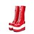 baratos Sapatos Lolita-Mulheres Sapatos Botas Princesa Salto Plataforma Sapatos Cordão Bordado 10 cm Vermelho PU Trajes de Halloween