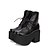 abordables Zapatos Lolita-Mujer Zapatos Botas Gosurori Lolita Punk Media plataforma Zapatos Un Color 10 cm Negro PU Traje de Halloween