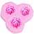 cheap Cake Molds-3 Holes Rose Flower Silicone Cake Molds Fondant Candy Mould