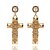 abordables Boucle d&#039;Oreille-Women&#039;s Drop Earrings Hanging Cross Earrings Long Cross Ladies Stylish Classic Rhinestone Earrings Jewelry Gold For Daily 1 Pair