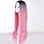 abordables Perruques Synthétiques Sans Bonnet-Perruque Synthétique Droit Partie médiane Perruque Longue Rose Cheveux Synthétiques Femme Résistant à la chaleur Cheveux Colorés Gris