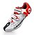 abordables Chaussures de cyclisme-SIDEBIKE Adulte Chaussures Velo avec Pédale &amp; Fixation Chaussures Vélo Route Fibre de Carbone Coussin Cyclisme Rouge et Blanc Homme Chaussures Vélo / Chaussures de Cyclisme / Grille respirante