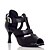 abordables Zapatos de baile latino-Women&#039;s Latin Shoes Heel Splicing Flared Heel Black T-Strap / Performance