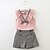cheap Sets-Kids Girls&#039; Clothing Set Short Sleeve Blushing Pink White Check Bow Cotton Daily Going out Active Vintage Regular