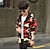 cheap Outerwear-Kids Boys&#039; Basic Street chic Daily Sports Color Block Print Long Sleeve Regular Trench Coat Red