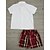 זול סטים-פעוטות בנים חולצה &amp; מכנסיים קצרים סט של בגדים חצי שרוול אודם משובץ יומי