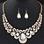 cheap Jewelry Sets-Women&#039;s Sapphire Crystal Drop Earrings Statement Necklace Pear Cut Hollow Drop Ladies Luxury Sweet Fashion Elegant Rhinestone Earrings Jewelry Red / Blue / Champagne For Wedding Evening Party
